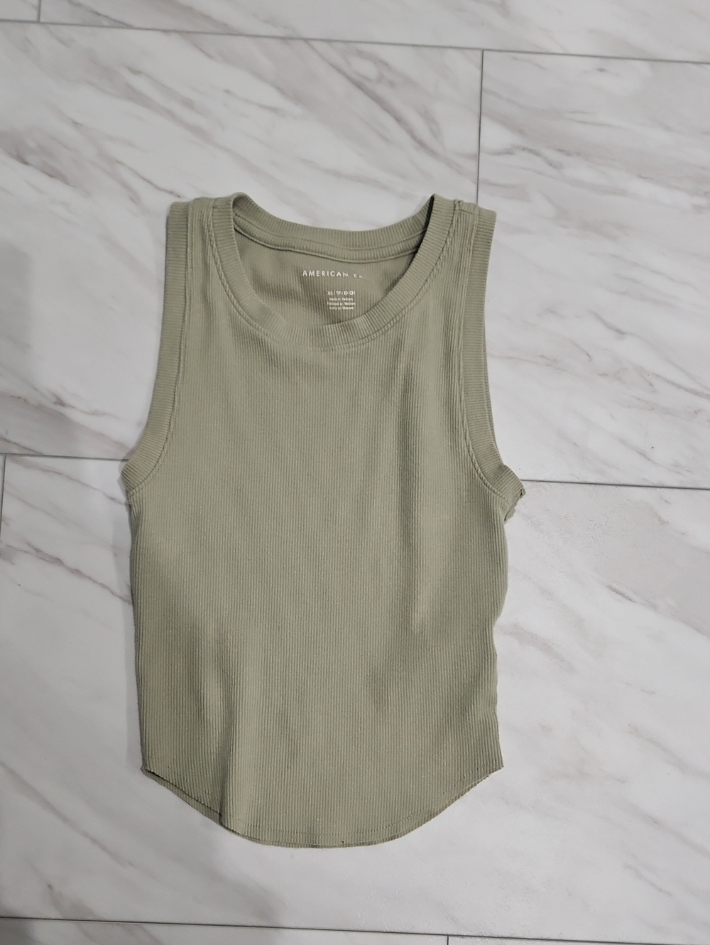American Eagle Outfitters Olive Green Ribbed Tank Crop Top
